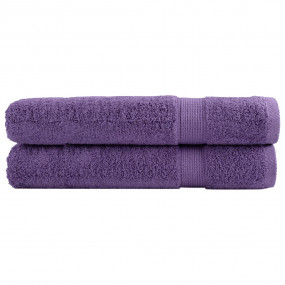 Sauna Towel Set of 2 Purple 100% Cotton 31.5 x 78.7 in ...