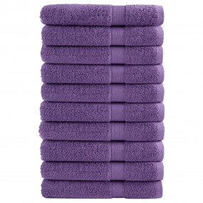 Sauna Towel Set of 10 Purple 100% Cotton 31.5 x 78.7 in