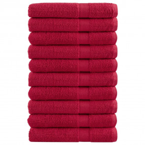 Sauna Towel Set of 10 Red 100% Cotton Large Bath Towel