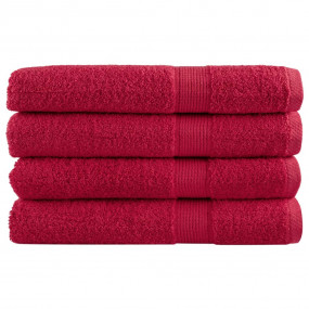 Towel Set of 4 Red 100% Cotton XXL Bath Towel Rectangul...