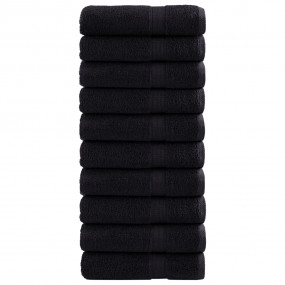 Bath Towel Set of 10 Black 100% Cotton 39.4 x 59.1 in