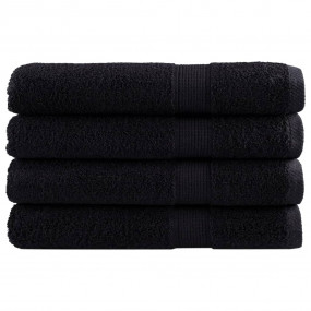 Sauna Towel Set of 4 Black 100% Cotton 31.5 x 78.7 in D...