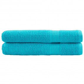 Sauna Towel Set of 2 Turquoise 100% Cotton 31.5 x 78.7 ...
