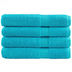 Towel Set of 4 Turquoise 100% Cotton XXL Towel Rectangu...