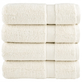 Bath Towel Set of 4 Cream 100% Cotton 39.4 x 59.1 in Ba...