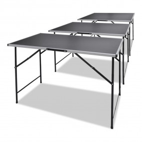 Folding Table Set of 3 Black MDF and Iron Medium Foldab...