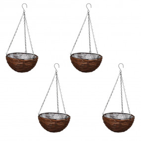 Garden Planter Set of 4 Brown Willow Small Decorative L...