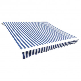 Awning Blue and White Polyester 19.7 x 9.8 ft UV-resist...