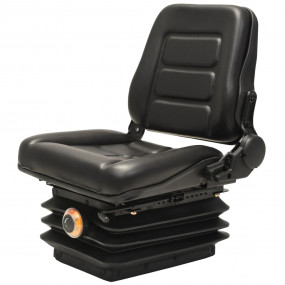 Tractor Seat Black Steel Medium Adjustable Armrests