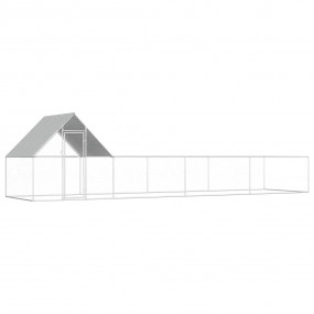 Chicken Coop Silver Galvanized steel 26x6.5x6.5 feet Du...