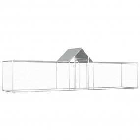 Chicken Coop Silver Galvanized Steel 16.4 x 3.3 x 4.9 f...