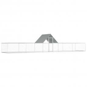 Chicken Coop Silver Galvanized Steel 32.8 x 6.6 x 6.6 f...