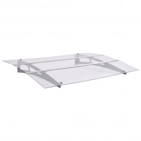 Door Canopy Silver and Transparent PET, Steel, Aluminum
