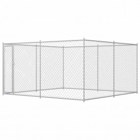Imag:Dog Kennel Galvanized Steel 150.8 x 150.8 in Durable Dog Kennel