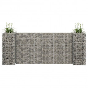 Gabion Planter Silver Steel wire 102.4 x 15.7 x 39.4 in...