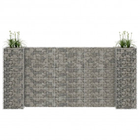 Gabion Planter Silver Steel wire 102.4 x 15.7 x 47.2 in...
