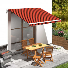 Awning Orange and brown (striped) Polyester with PU coa...