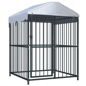 Imag:Dog Kennel Black Steel, fabric (100% polyethylene)