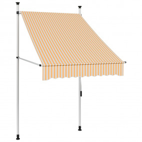 Retractable Awning Orange and White Stripes