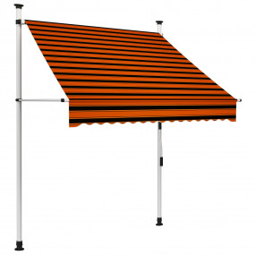 Retractable Awning Orange and Brown Polyester with PU c...