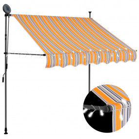 Retractable Awning Yellow and blue Polyester with PU co...