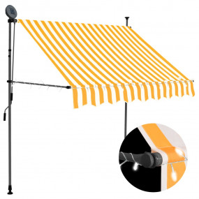 Retractable Awning White and Orange Polyester with PU c...