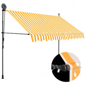 Retractable Awning White and Orange Polyester with PU c...