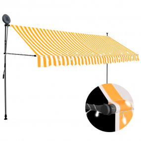 Retractable Awning White and orange Polyester with PU c...