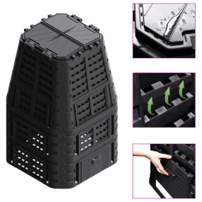 Compost Bin Black Plastic Large Sliding Parts Compost B...