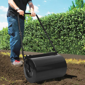 Lawn Roller Black Steel Medium Rollable Lawn Roller