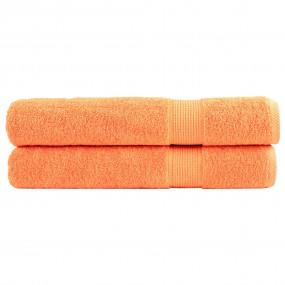 Sauna Towel Set of 2 Orange 100% Cotton 31.5 x 78.7 in