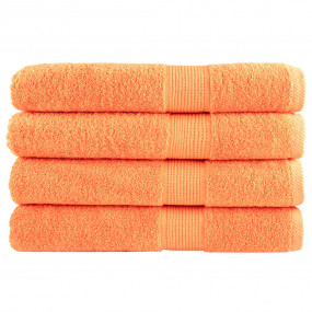 Sauna Towel Set of 4 Orange 100% Cotton 31.5 x 78.7 in
