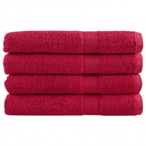 Sauna Towel Set of 4 Red 100% Cotton 31.5 x 78.7 in Sau...