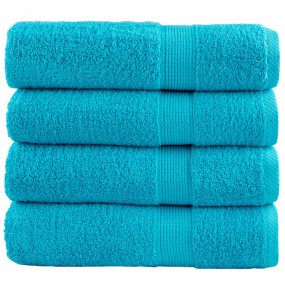 Bath Towel Set of 4 Turquoise 100% Cotton 39.4 x 59.1 i...