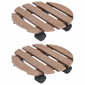 Plant Trolley Set of 2 Brown Wood-Plastic Composite Med...
