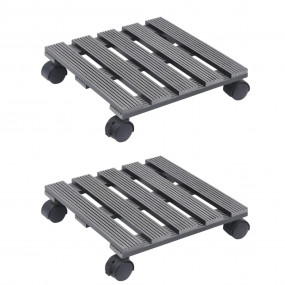 Plant Trolley Set of 2 Grey Wood-plastic composite (WPC...