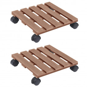 Plant Trolley Set of 2 Brown Wood-Plastic Composite Sma...