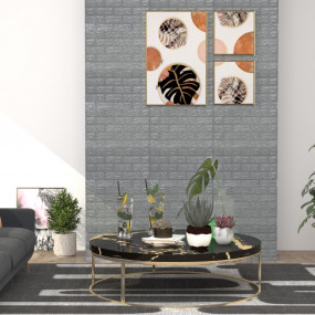 Wallpaper Set of 10 Anthracite PE Foam 27.6 x 30.3 in P...
