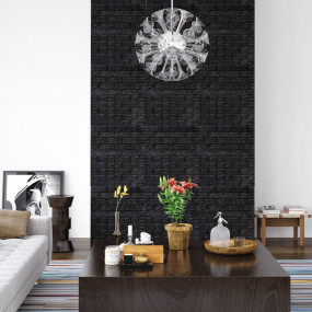 Wallpaper Set of 20 Black PE Foam 27.6 x 30.3 in Patter...