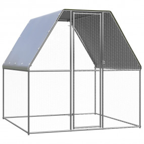 Chicken Cage Silver and Silver Grey Galvanized steel, P...