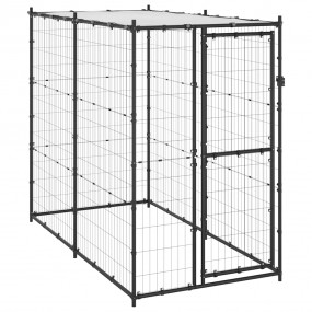 Imag:Dog Kennel Black and silver Powder-coated steel, PE