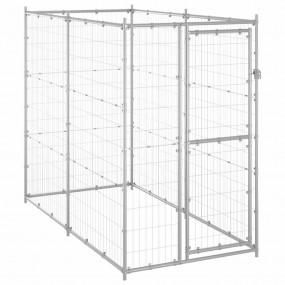 Dog Kennel Silver Galvanized steel 43.3x86.6x70.9 in Du...
