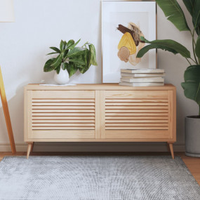 Cabinet Door Set of 2 Natural Wood Solid Pine Wood Medi...