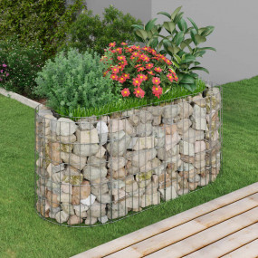 Gabion Raised Bed Silver Galvanized iron 47.2 x 19.7 x ...