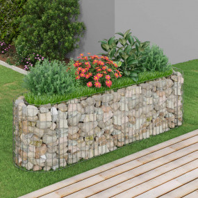 Gabion Raised Bed Silver Galvanized Iron Medium Durable