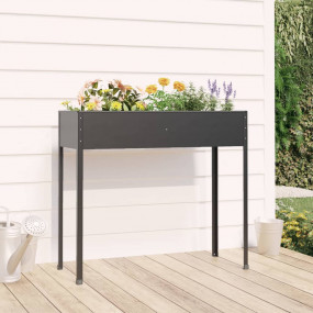Garden Planter Anthracite Galvanized Steel Large Heavy ...