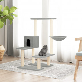 Cat Tree Light Grey Engineered wood, plush, sisal Mediu...