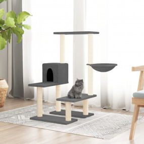 Cat Tree Dark Grey Engineered Wood, Plush, Sisal Medium...