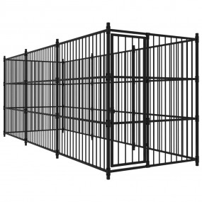 Dog Kennel Black Powder-Coated Steel Large Sturdy