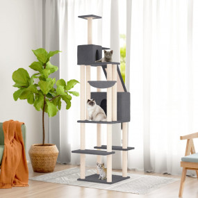 Cat Tree Dark Grey Engineered Wood, Plush, Sisal 79.1 i...